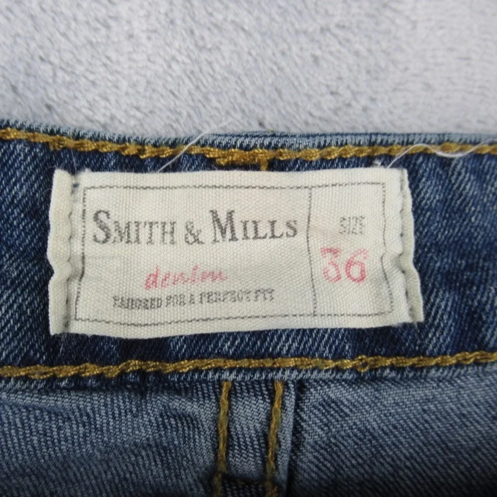 Smith & Mills Mens Stretch Denim Jeans Medium Wash Size 36 Classic Fit‎ Blue